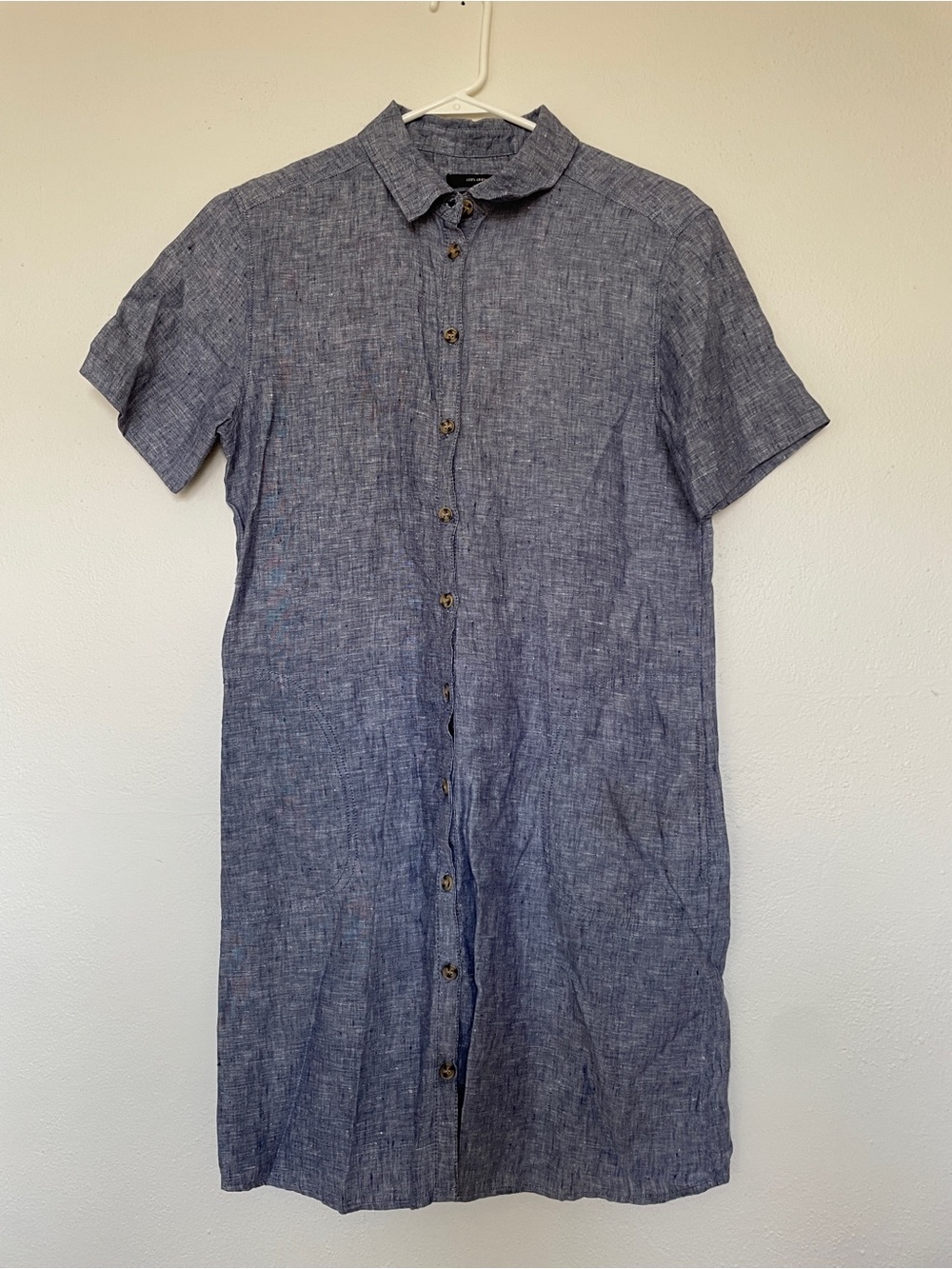 Women’s Blue Button-Front Linen Shirt Dress